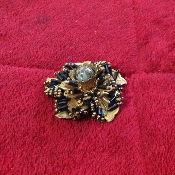 Rare Vintage Miriam Haskell Floral Beaded Brooch Hand Wired For The Collector - Picture 3 of 5